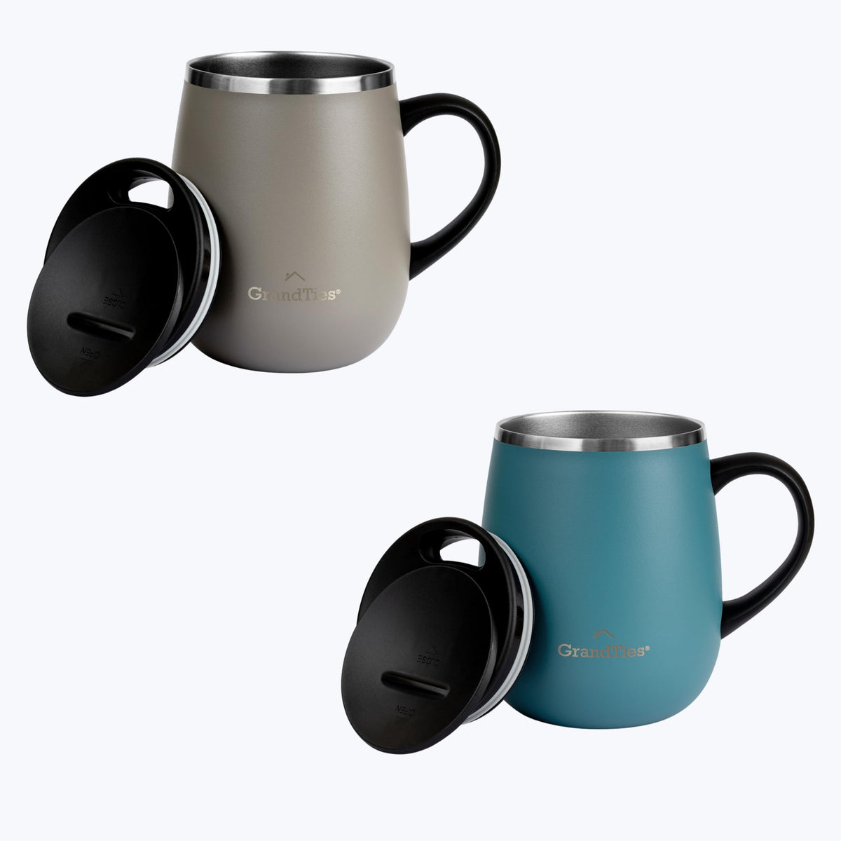 16 oz Stainless Steel Insulated Coffee Mug 2-Pack with Handle & Sliding Lid F9421