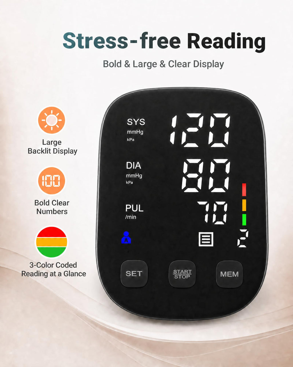 Upper Arm Blood Pressure Monitor with 22-42cm Cuff T33213