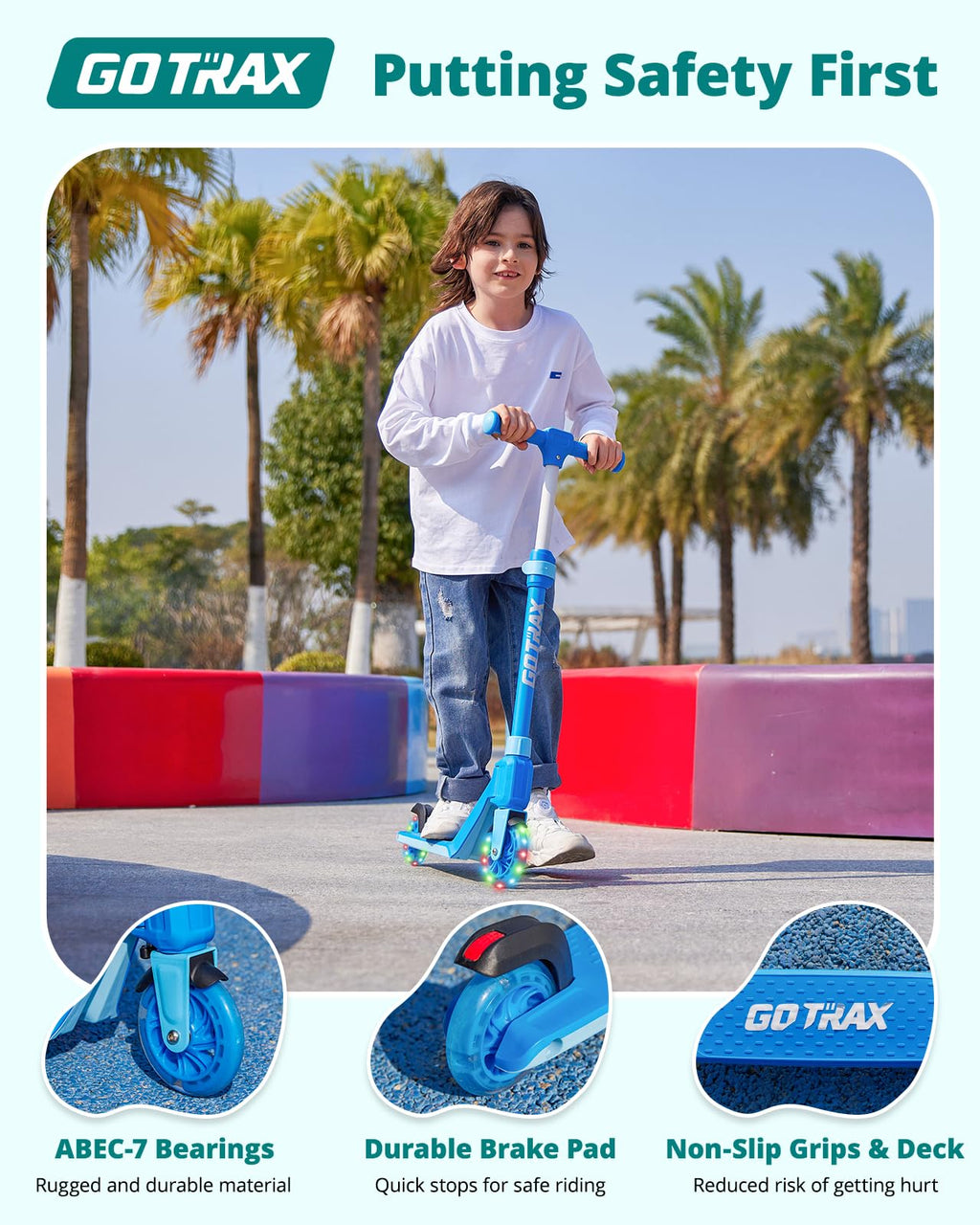 Kids Kick Scooter LED Light 2 Wheels J1505