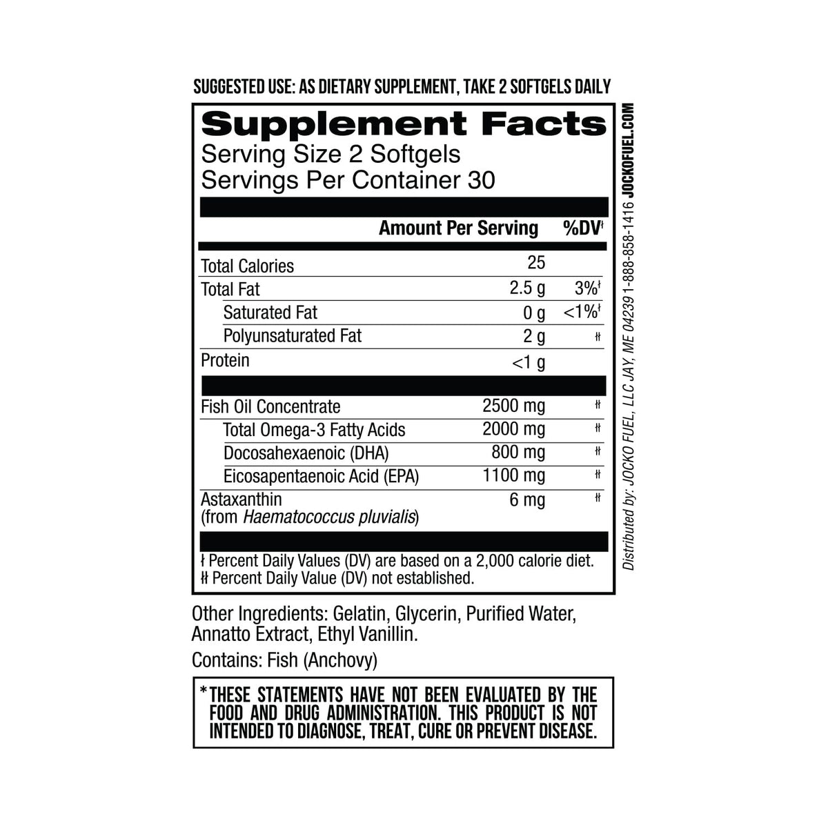 Omega 3 Fish Oil Supplement 2000mg Softgel V169709