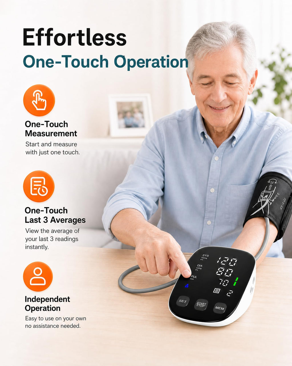 Upper Arm Blood Pressure Monitor with 22-42cm Cuff T33213