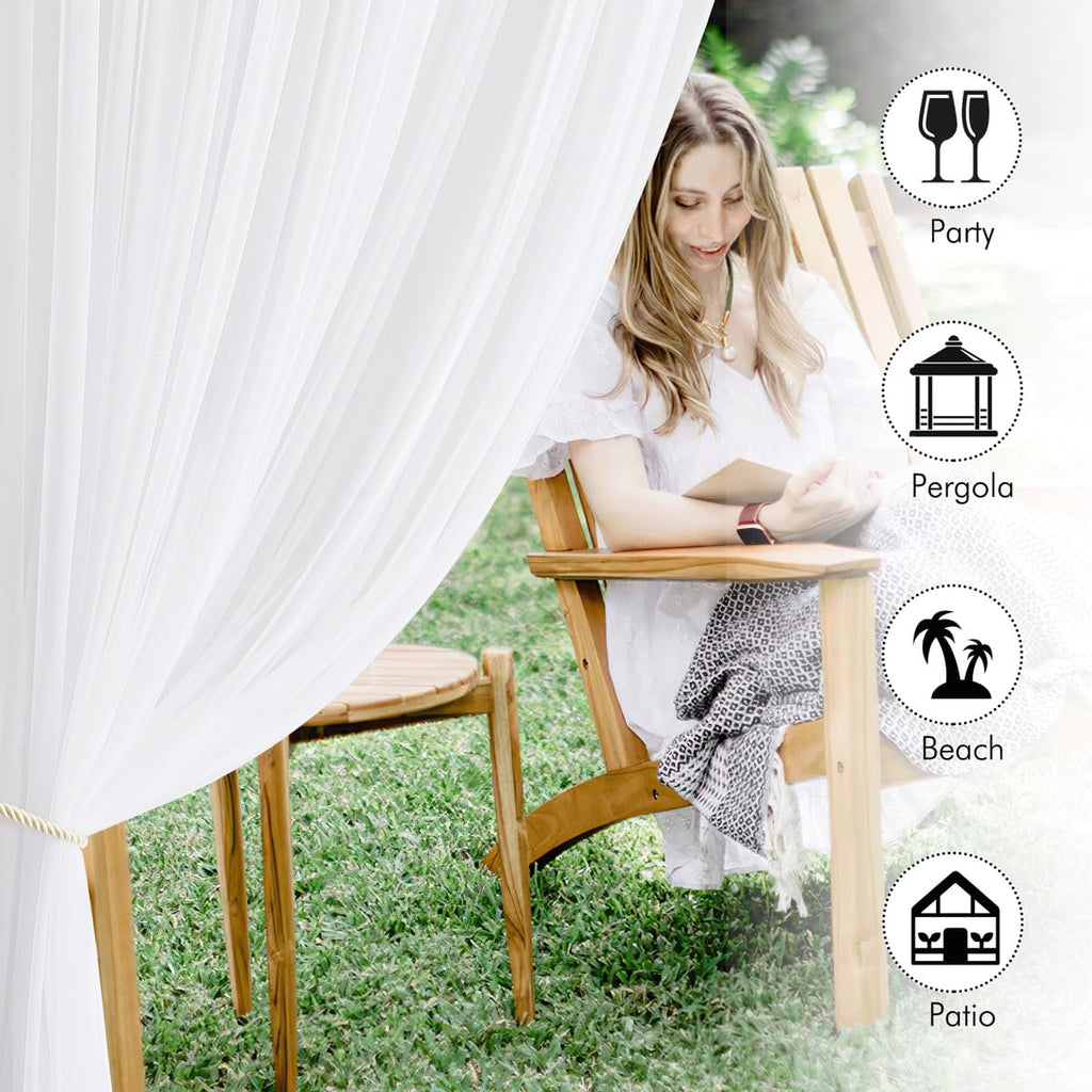 White 2 Panels Waterproof Mosquito Netting Curtains L4435