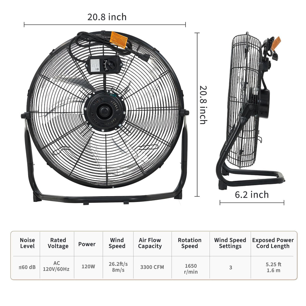 18 Inch 3 Speeds Metal Floor Fan E93513