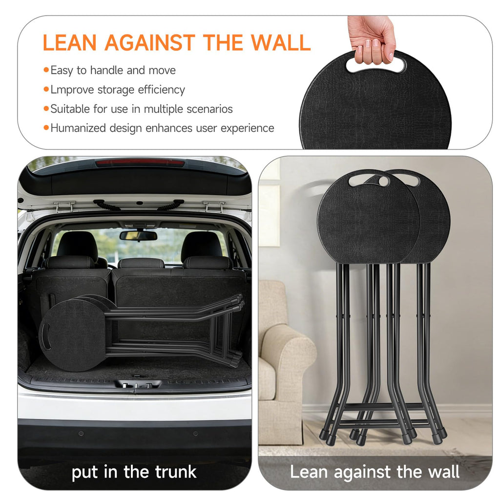 24 Inch Folding Stool 500LBS Capacity Portable Collapsible Stool Black G577862