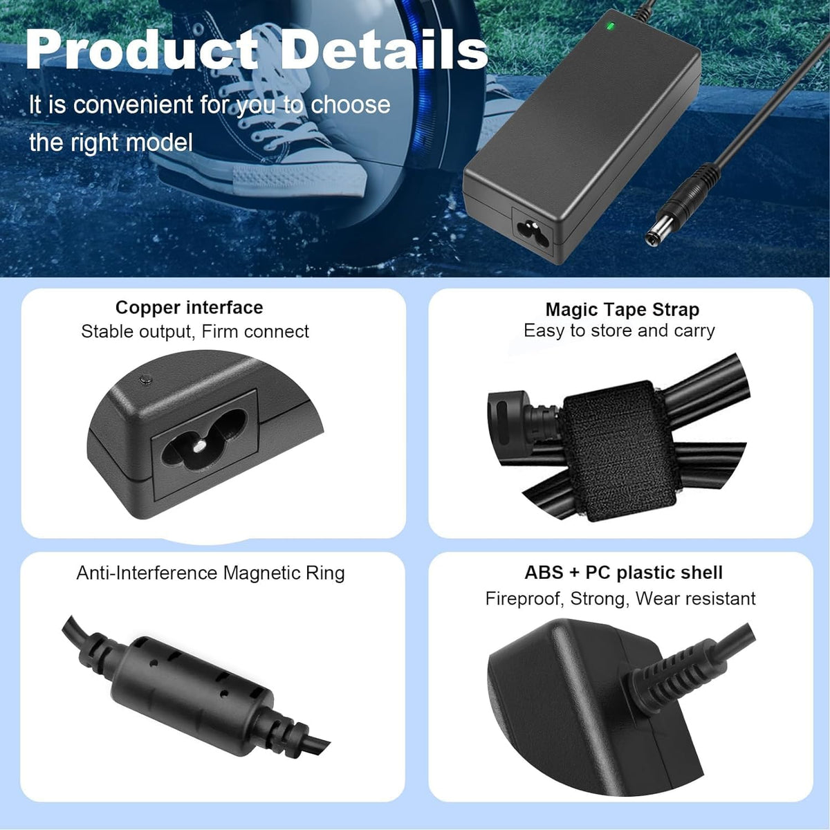 42V 2A Electric Scooter Charger with 7 Plugs Y57689