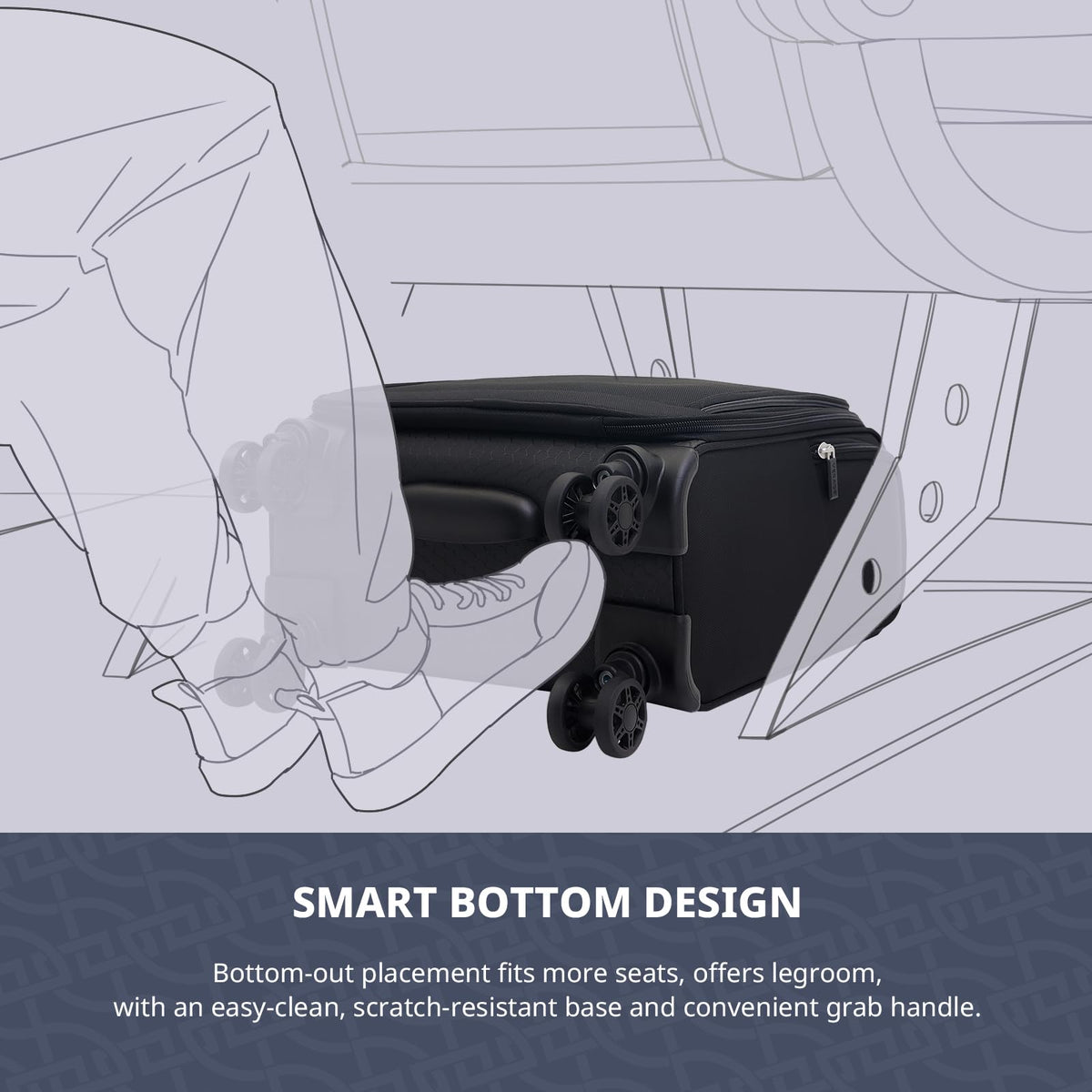 14-Inch Underseat Carry On Luggage with Spinner Wheels & USB Charging Port K92657