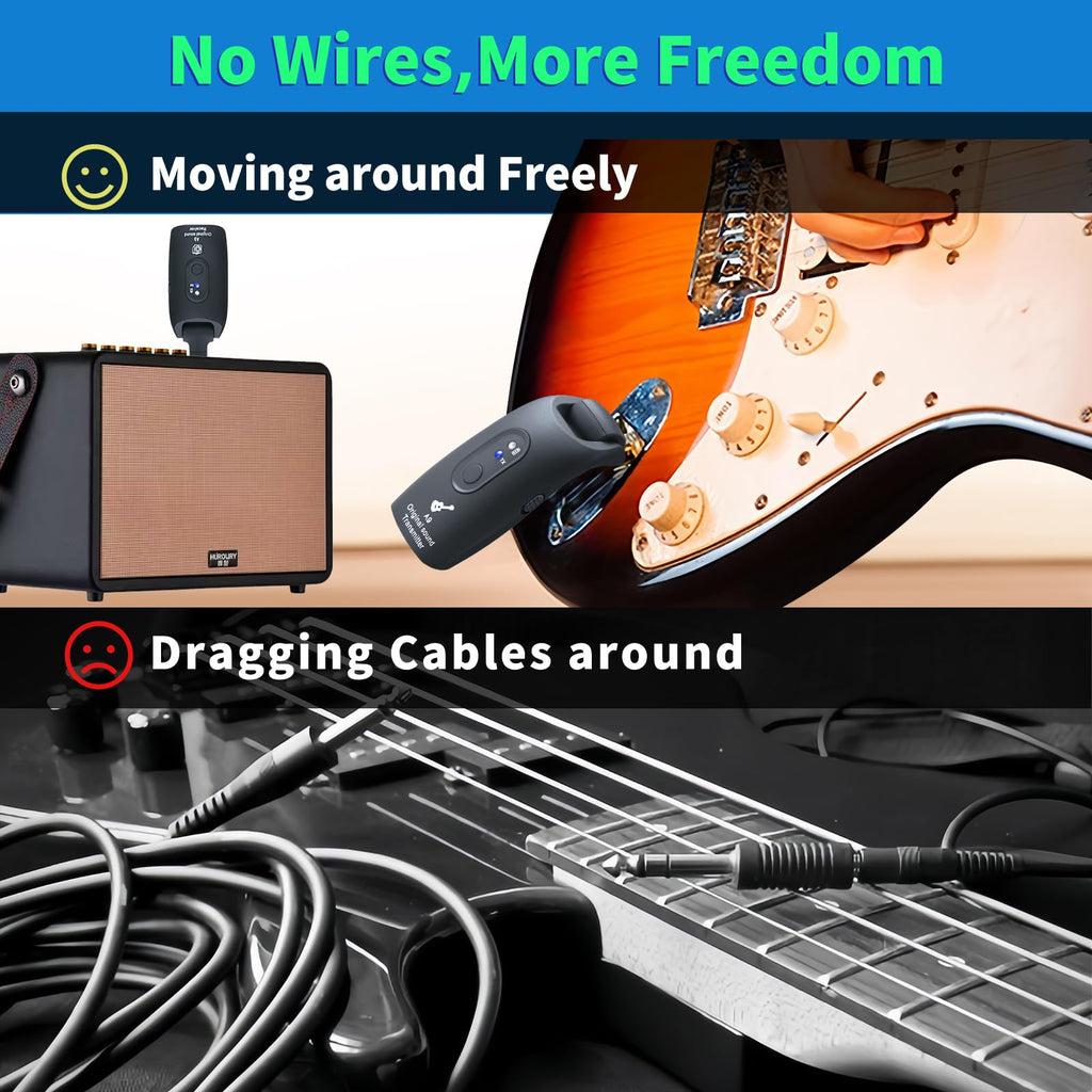 Wireless Guitar System 2.4GHz Transmitter and Receiver Black W41537