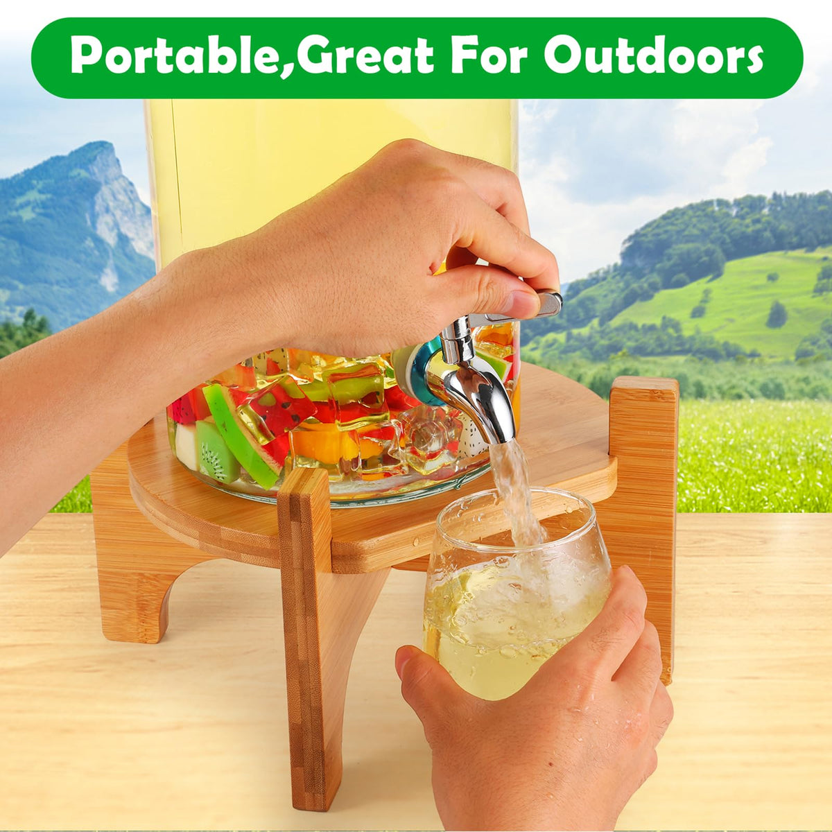 Bamboo Drink Dispenser Stand A562331