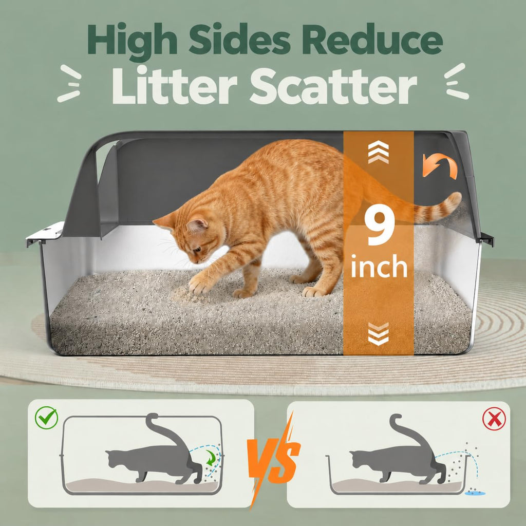 Stainless Steel High Sided Litter Box with Lid Z69047