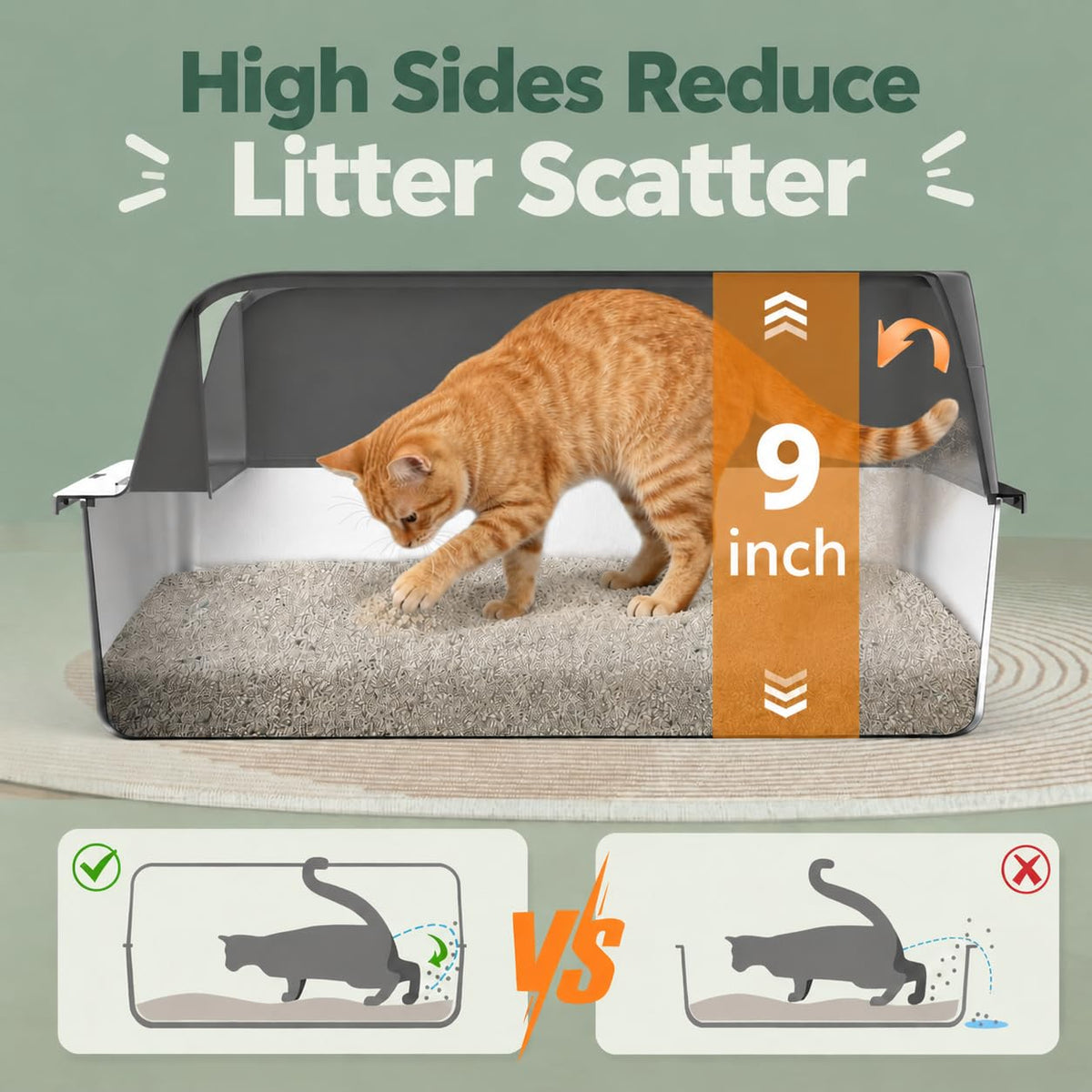 Stainless Steel High Sided Litter Box with Lid Z69047