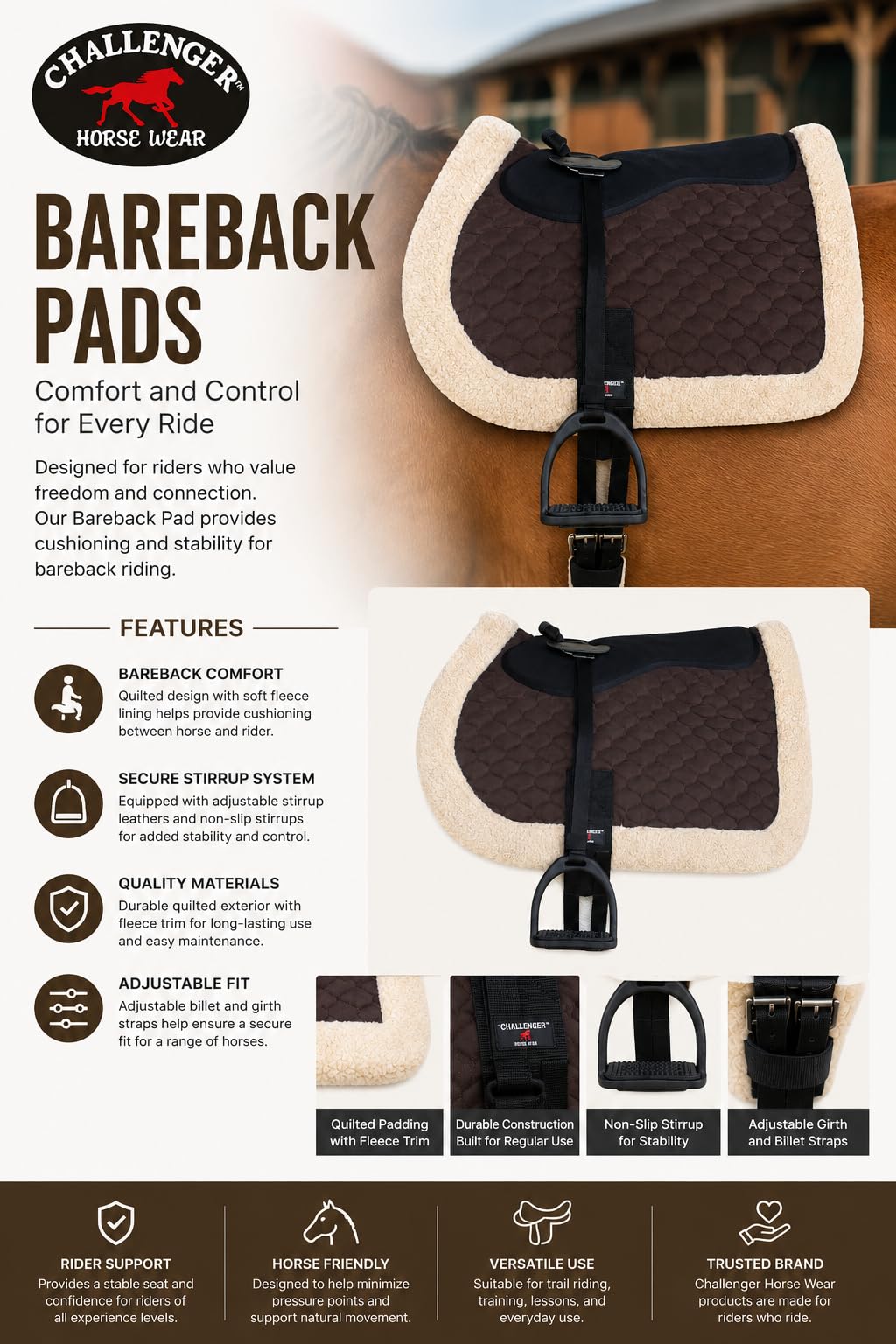 Black Quilted Bareback Pad I583