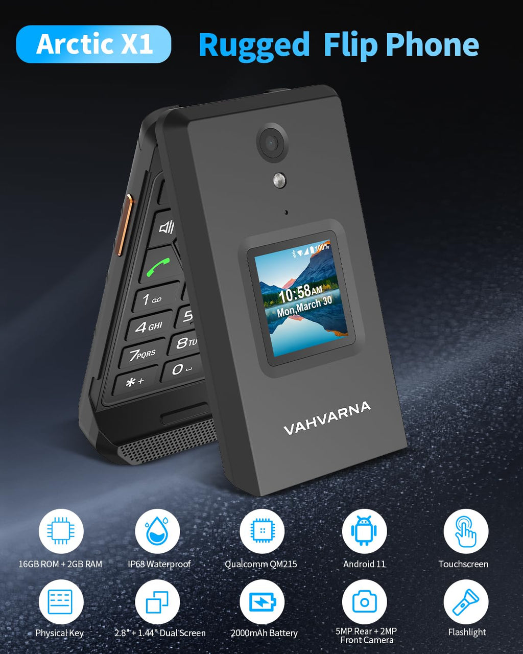 Unlocked 4G LTE Rugged Flip Phone M8079