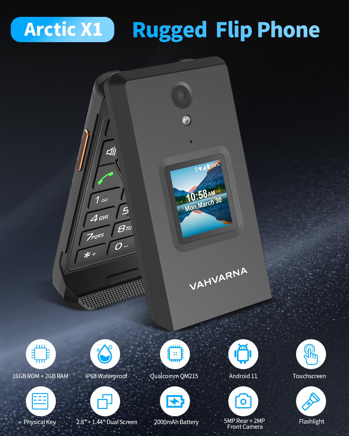 Unlocked 4G LTE Rugged Flip Phone M8079