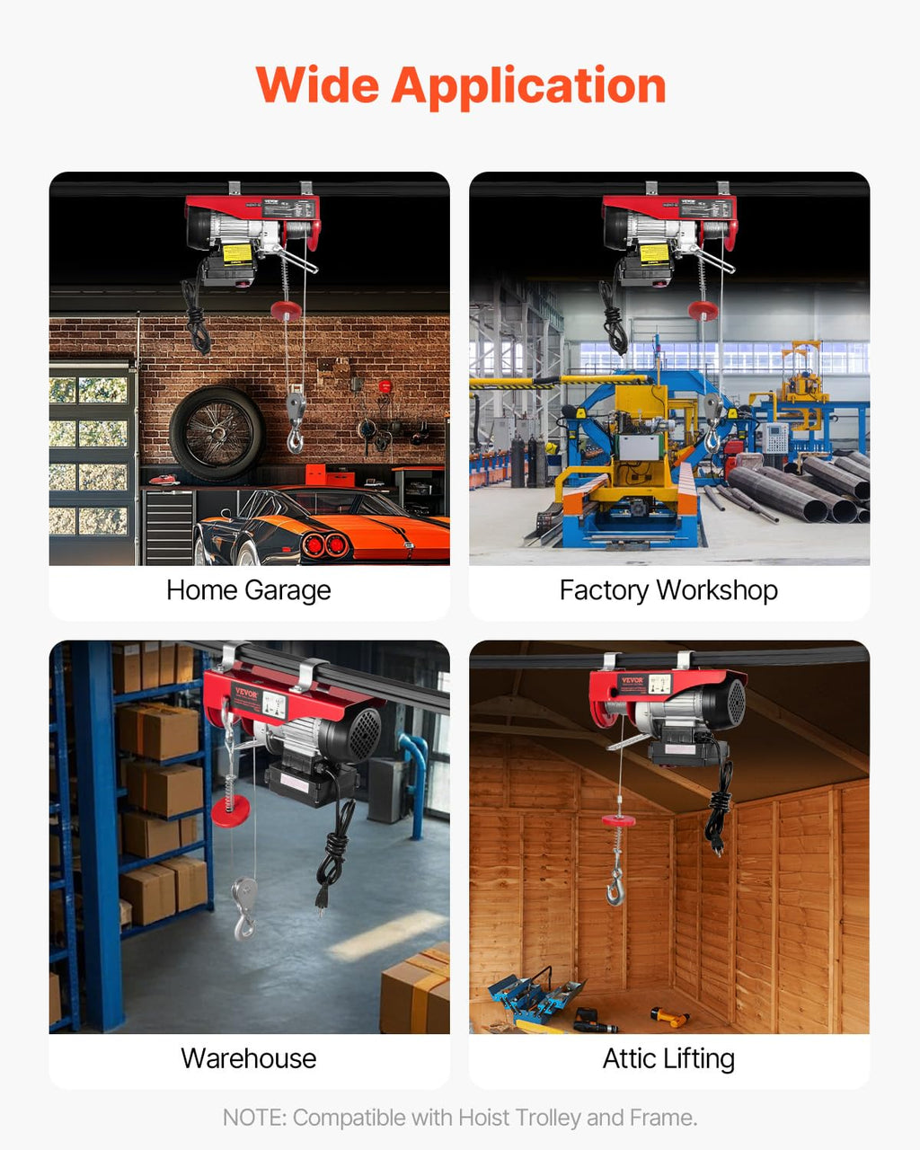 110v 440lbs Electric Hoist with Wireless Remote Control A347