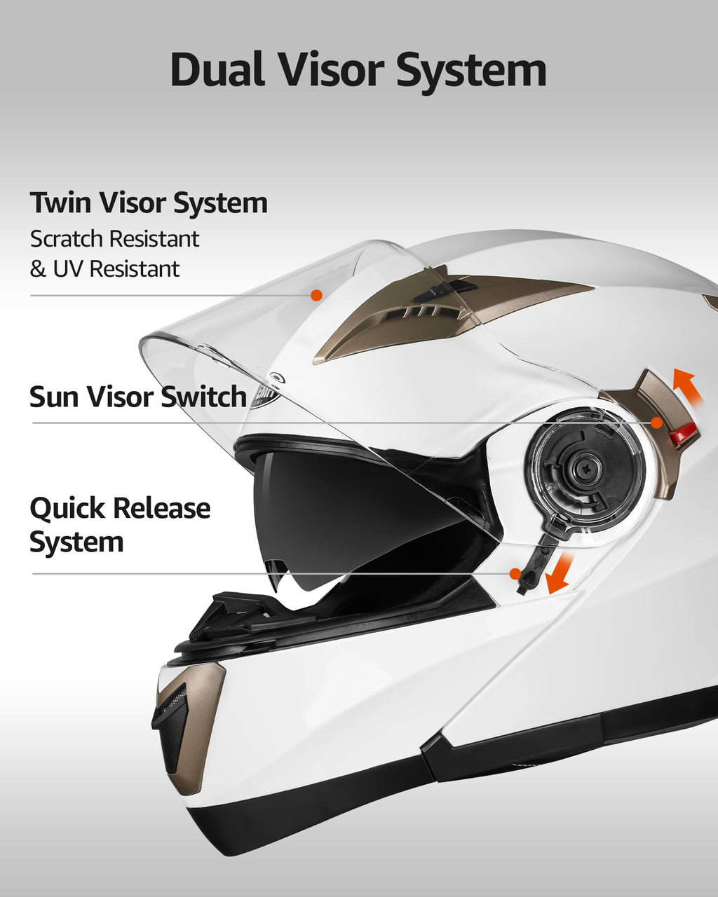 Modular Full Face Motorcycle Helmet with Sun Visor H9242