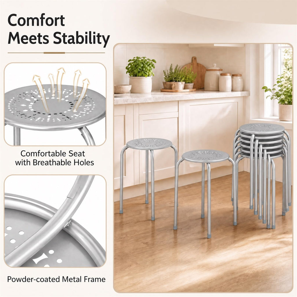 Grey Stackable School Stools 6-Pack V202