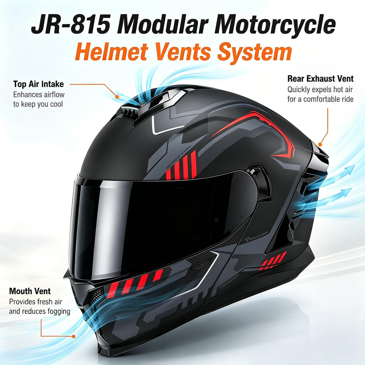 Dual Visor Flip up Modular Full Face Motorcycle Helmet F30363