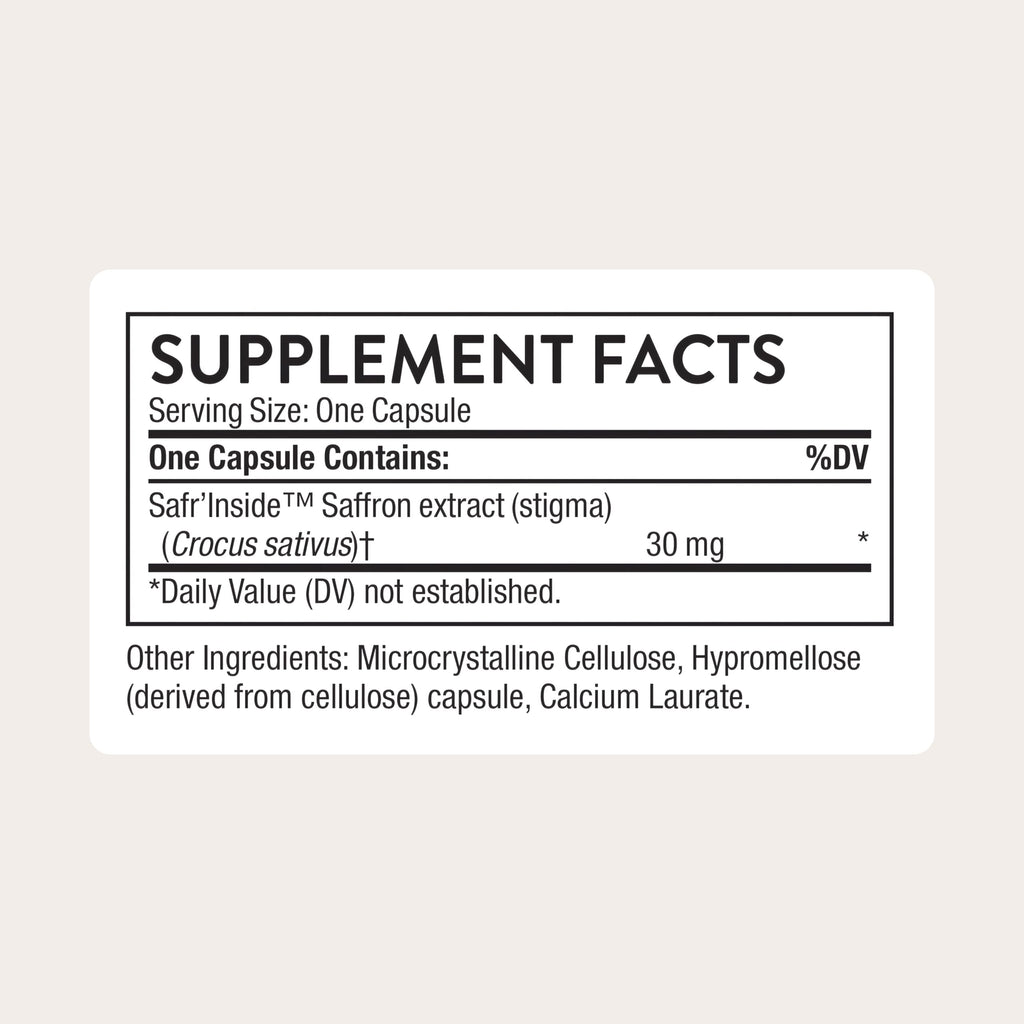 Saffron Extract Supplement, 30 Capsules W2482
