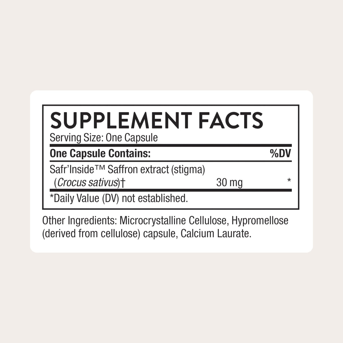 Saffron Extract Supplement, 30 Capsules W2482