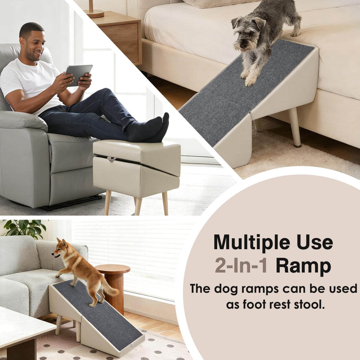 Foldable Non-Slip Wooden Dog Ramp Ottoman D10823