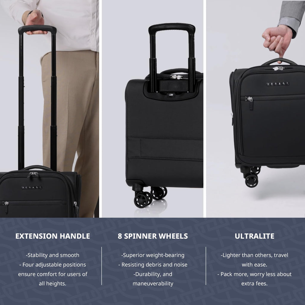 14-Inch Underseat Carry On Luggage with Spinner Wheels & USB Charging Port K92657