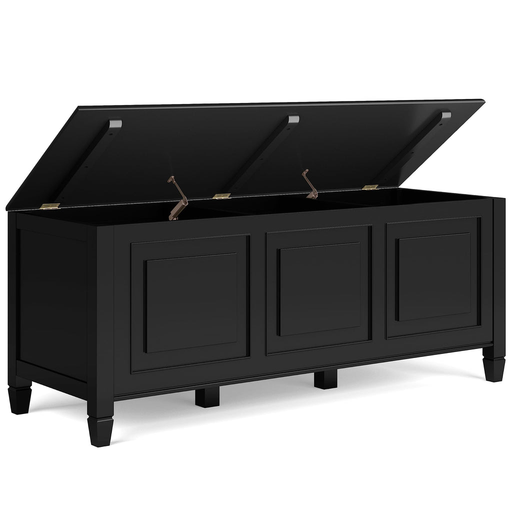 Black Solid Wood Trunk Bench Y4045