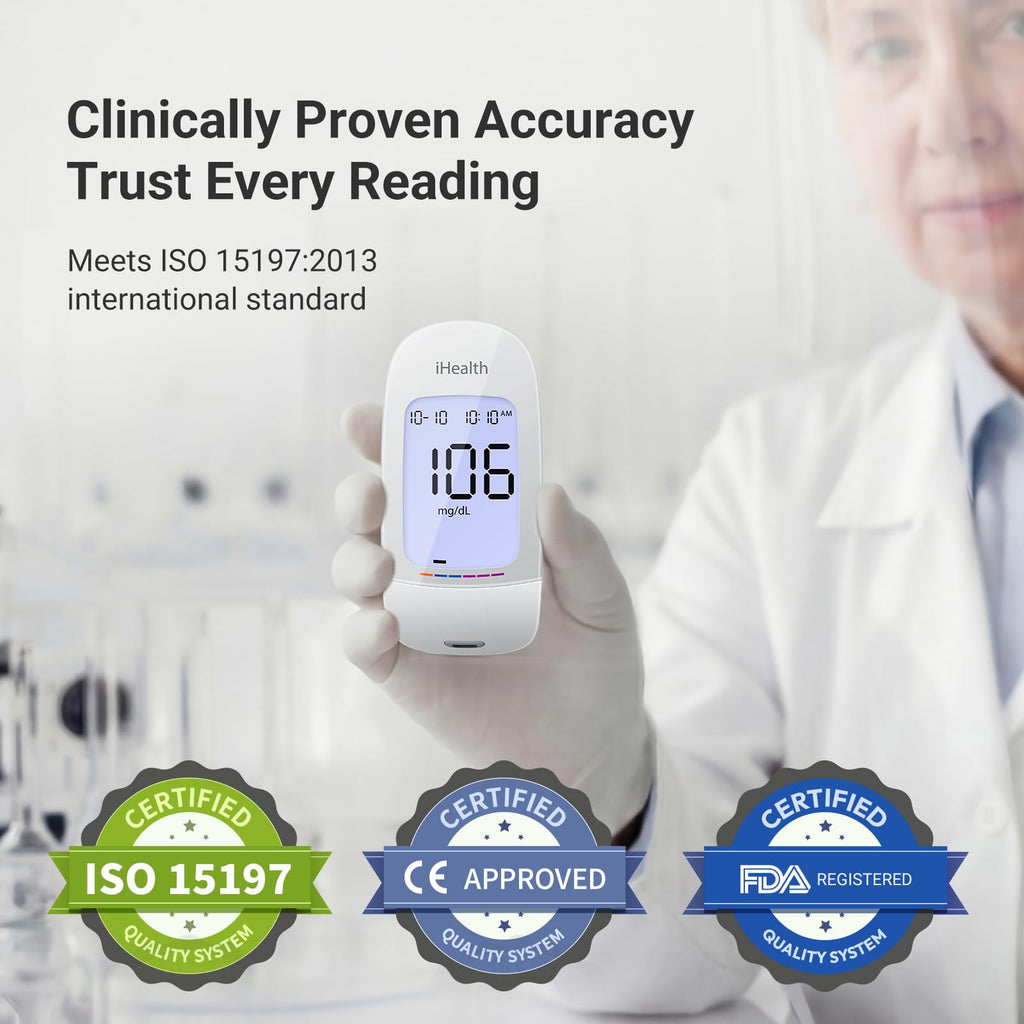 Blood Glucose Monitor Kit, 100 Strips & Lancets M8235