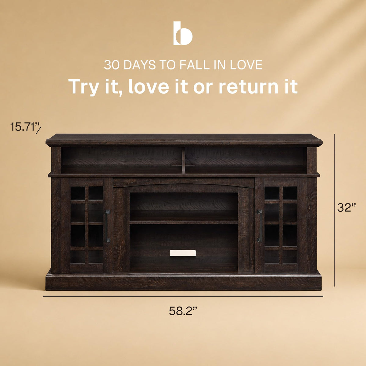 58" Espresso TV Stand & Media Entertainment Center Q178