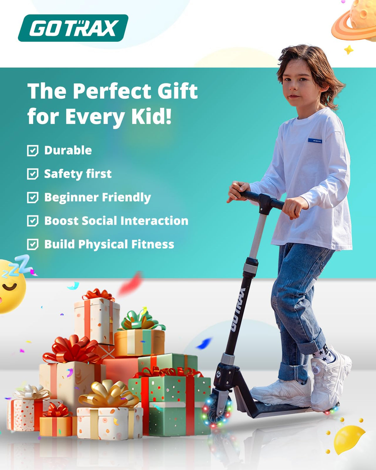 Kids Kick Scooter LED Light 2 Wheels J1505