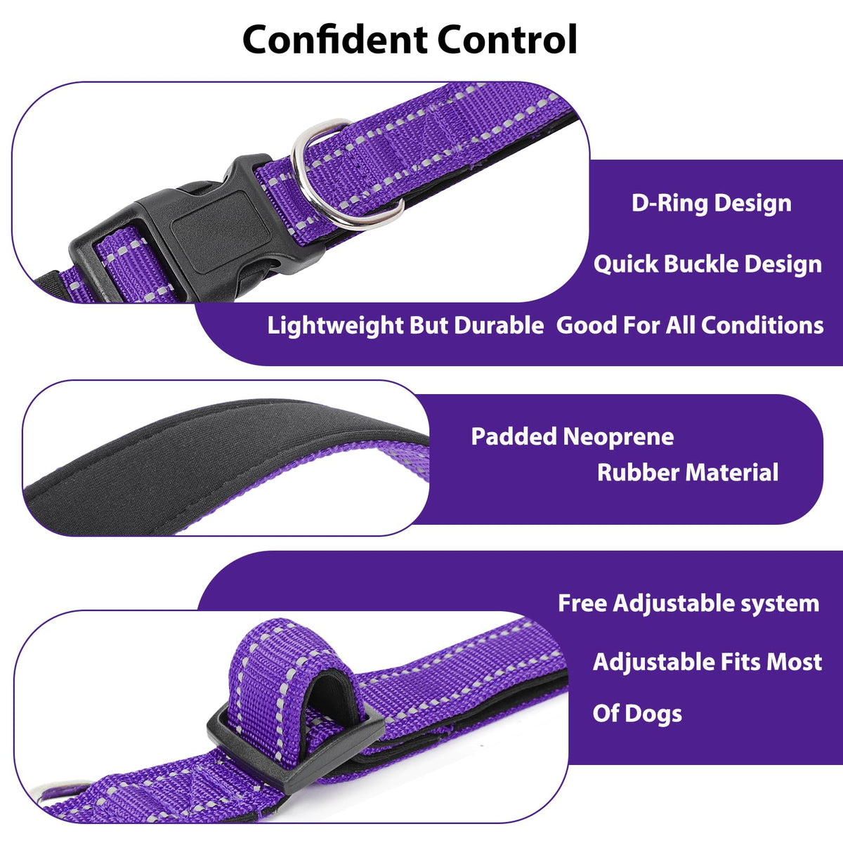 Reflective Adjustable Nylon Dog Collar Q862