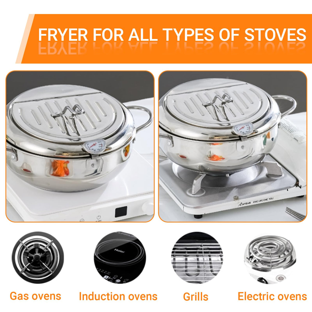 4.2L Stainless Steel Deep Fryer Pot with Thermometer F21514
