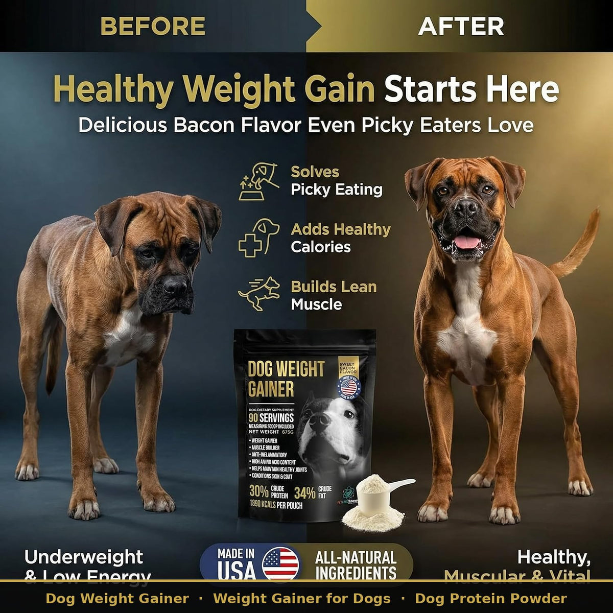 High Calorie Dog Weight Gainer 90 Servings 1.5 lbs Y105739