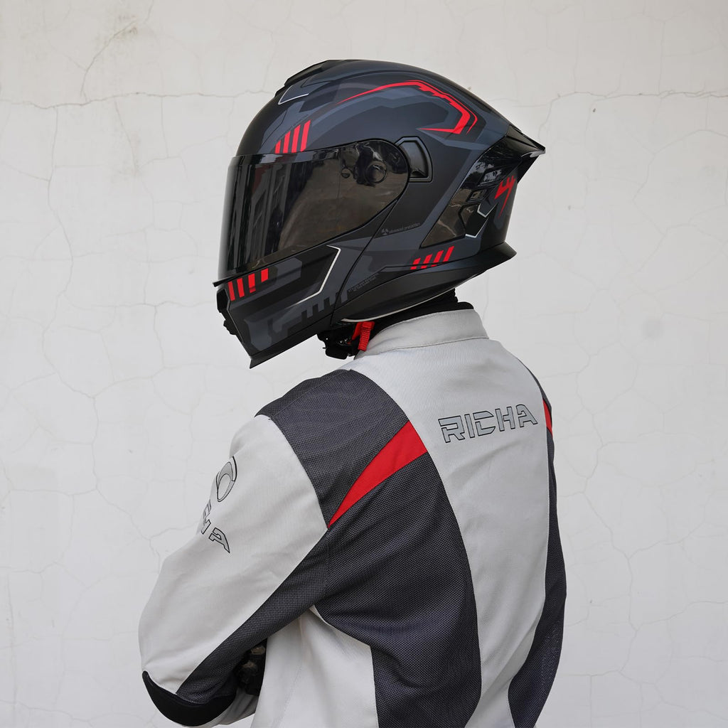 Dual Visor Flip up Modular Full Face Motorcycle Helmet F30363
