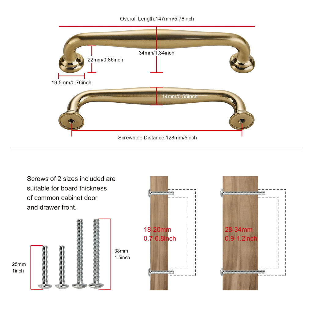 10 Pack 5" 128mm Champagne Bronze Cabinet Handles S5546