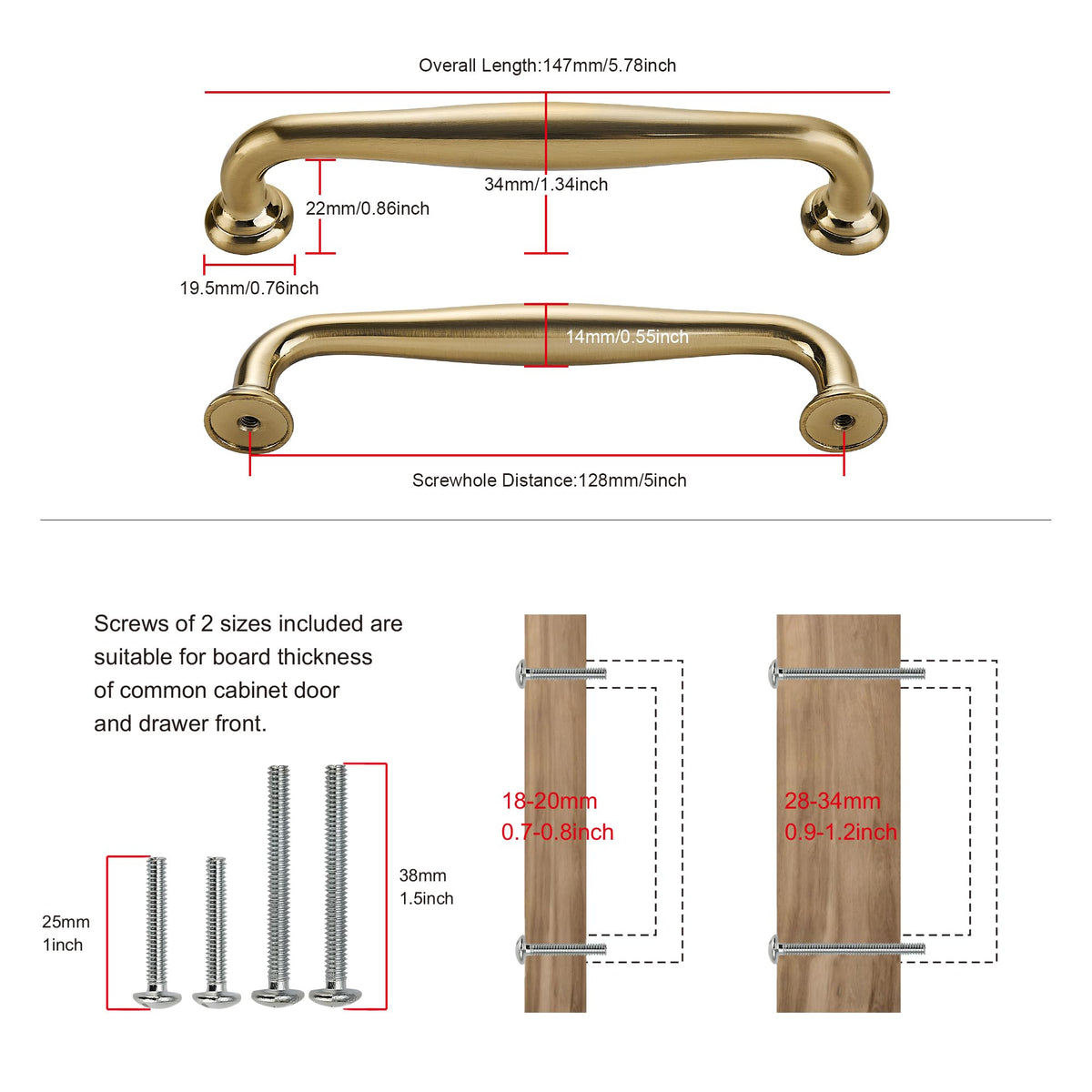 10 Pack 5" 128mm Champagne Bronze Cabinet Handles S5546