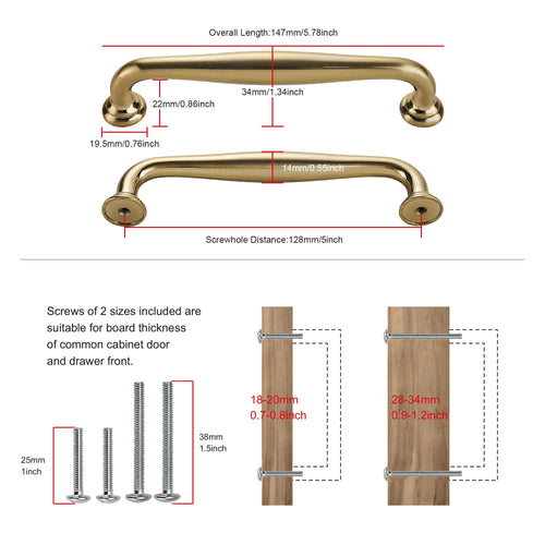 10 Pack 5" 128mm Champagne Bronze Cabinet Handles S5546