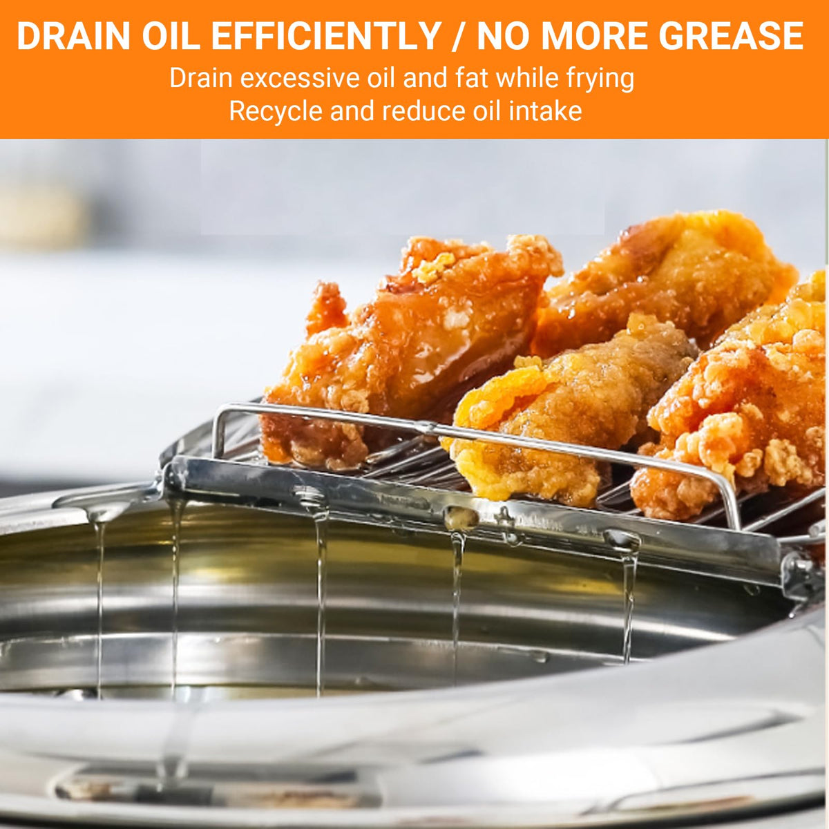 4.2L Stainless Steel Deep Fryer Pot with Thermometer F21514