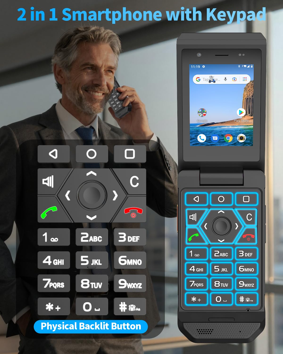 Unlocked 4G LTE Rugged Flip Phone M8079