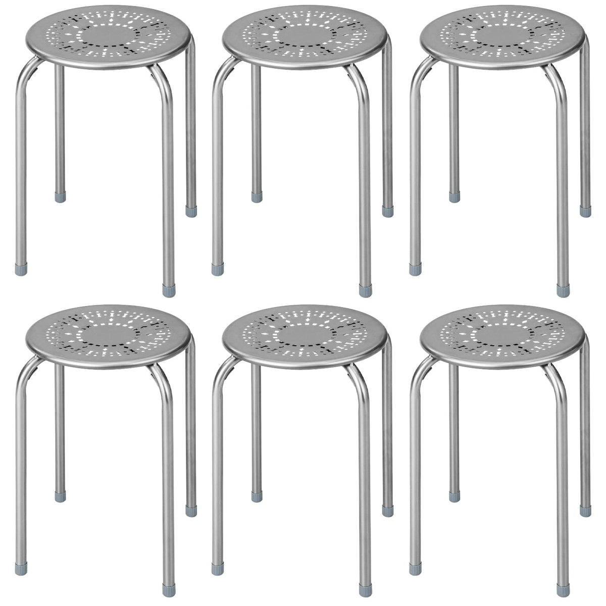 Grey Stackable School Stools 6-Pack V202