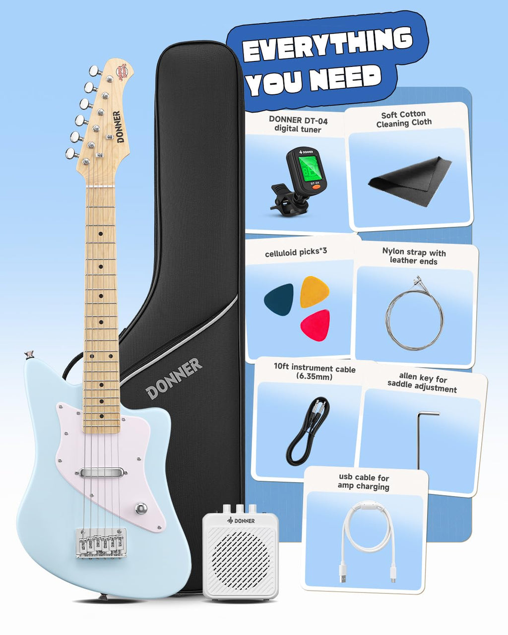 30 Inch Kids Electric Guitar Beginner Kit Blue J88025