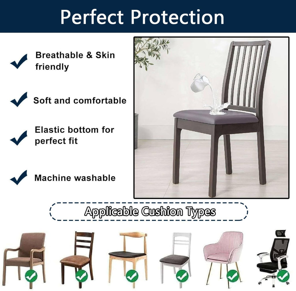 Waterproof PU Leather Chair Seat Covers Set of 6 E401