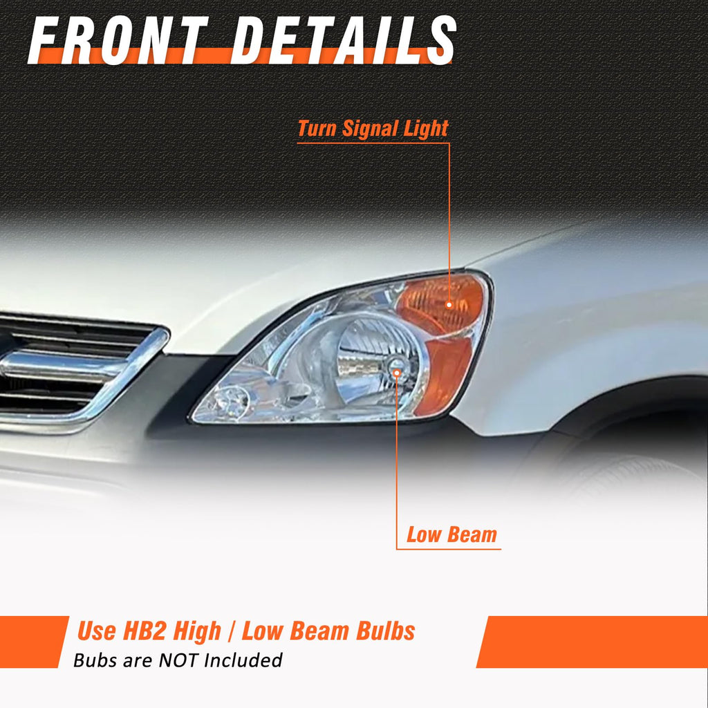 2002-2004 Honda Crv Chrome Headlights Assembly Pair N39856
