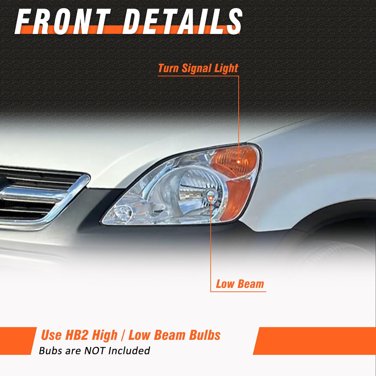 2002-2004 Honda Crv Chrome Headlights Assembly Pair N39856