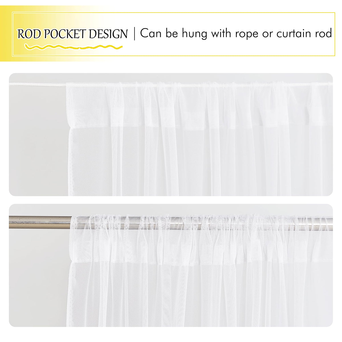 White 2 Panels Waterproof Mosquito Netting Curtains L4435