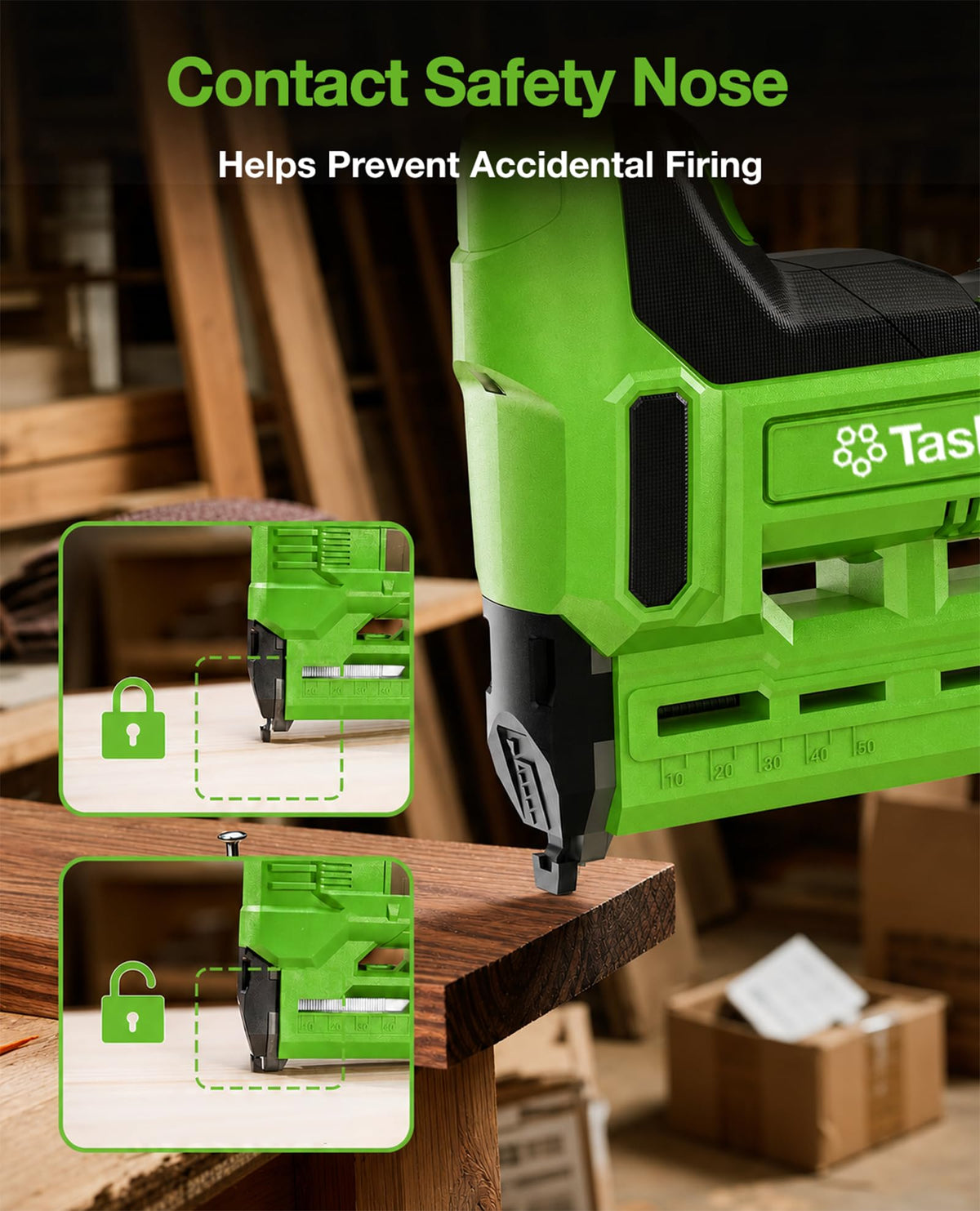 18-Gauge Cordless Brad Nailer 20V 2-in-1 Electric Nail Gun with 2 Batteries W763