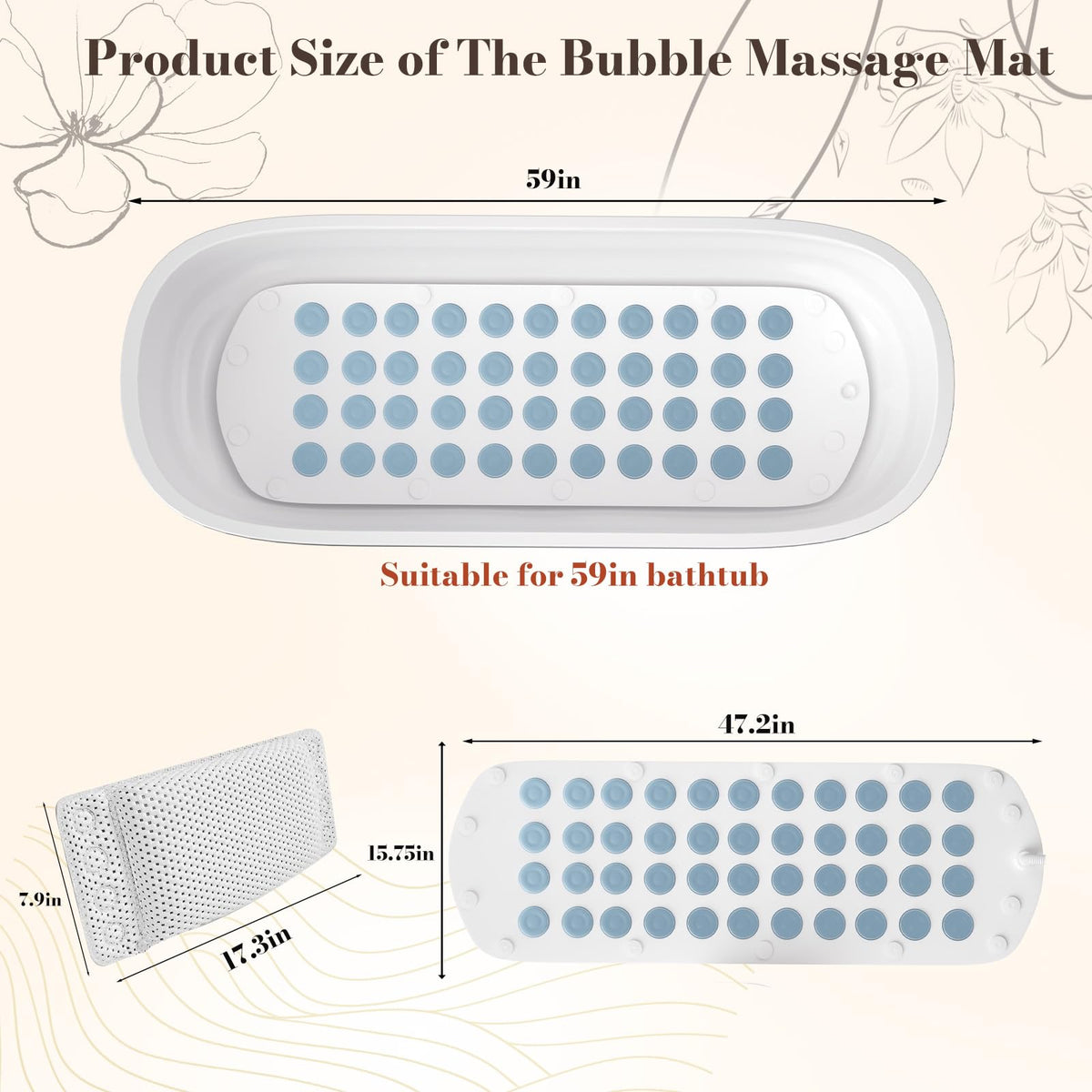 Heated Bubble Bath Mat with Remote Control I9293