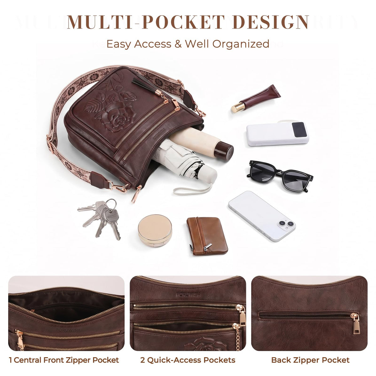 Vegan Leather Crossbody Bag J760958