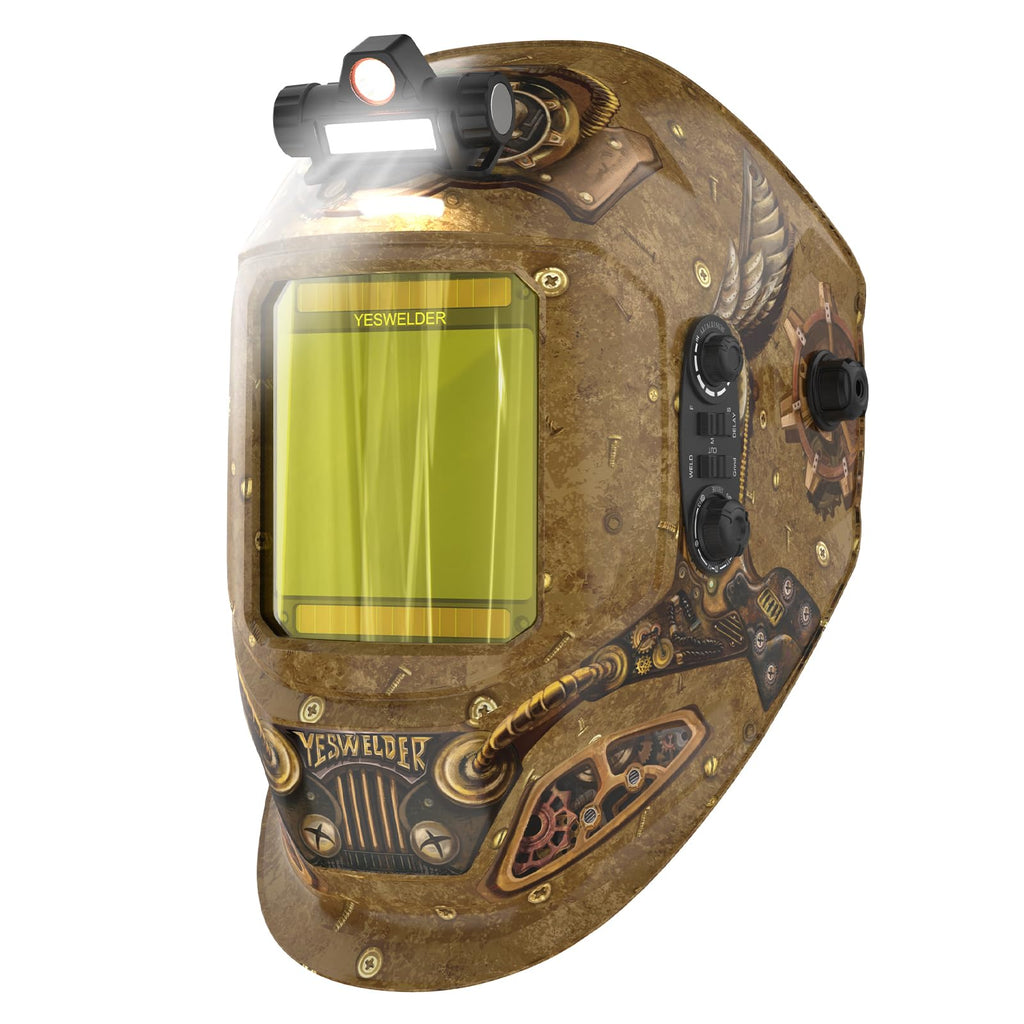 Auto-Darkening Welding Helmet with USB LED Work Light A96462