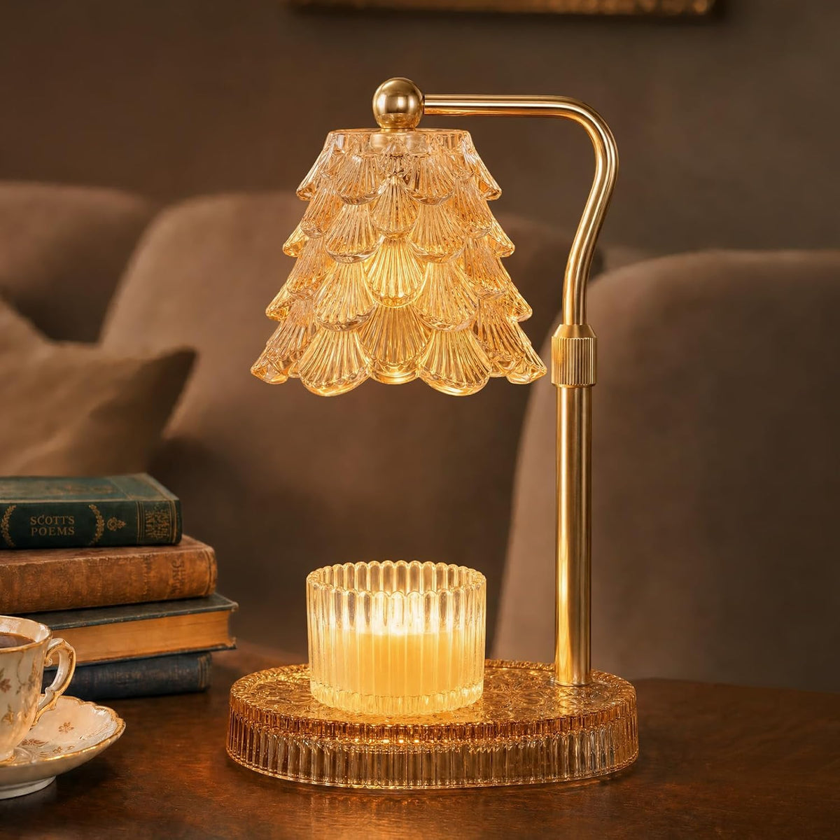 Candle Warmer Lamp with Timer Dimmer, Adjustable Height Glass Lamp P93384