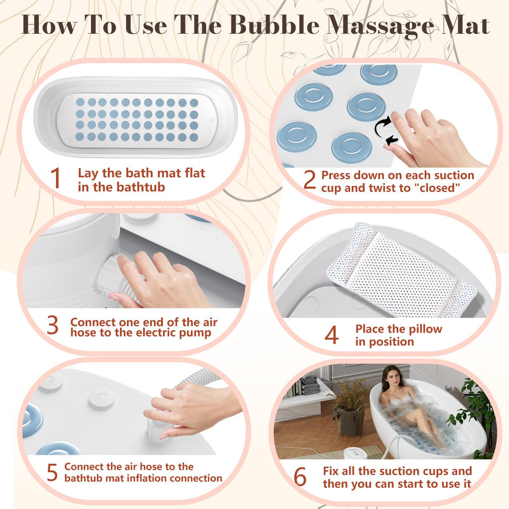 Heated Bubble Bath Mat with Remote Control I9293